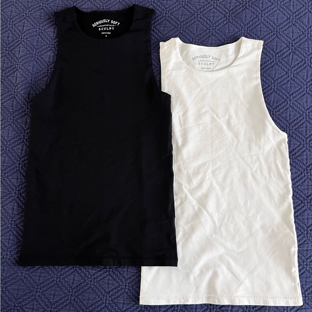 2 Aeropostale Sculpt Seriously Soft Tank Tops, S